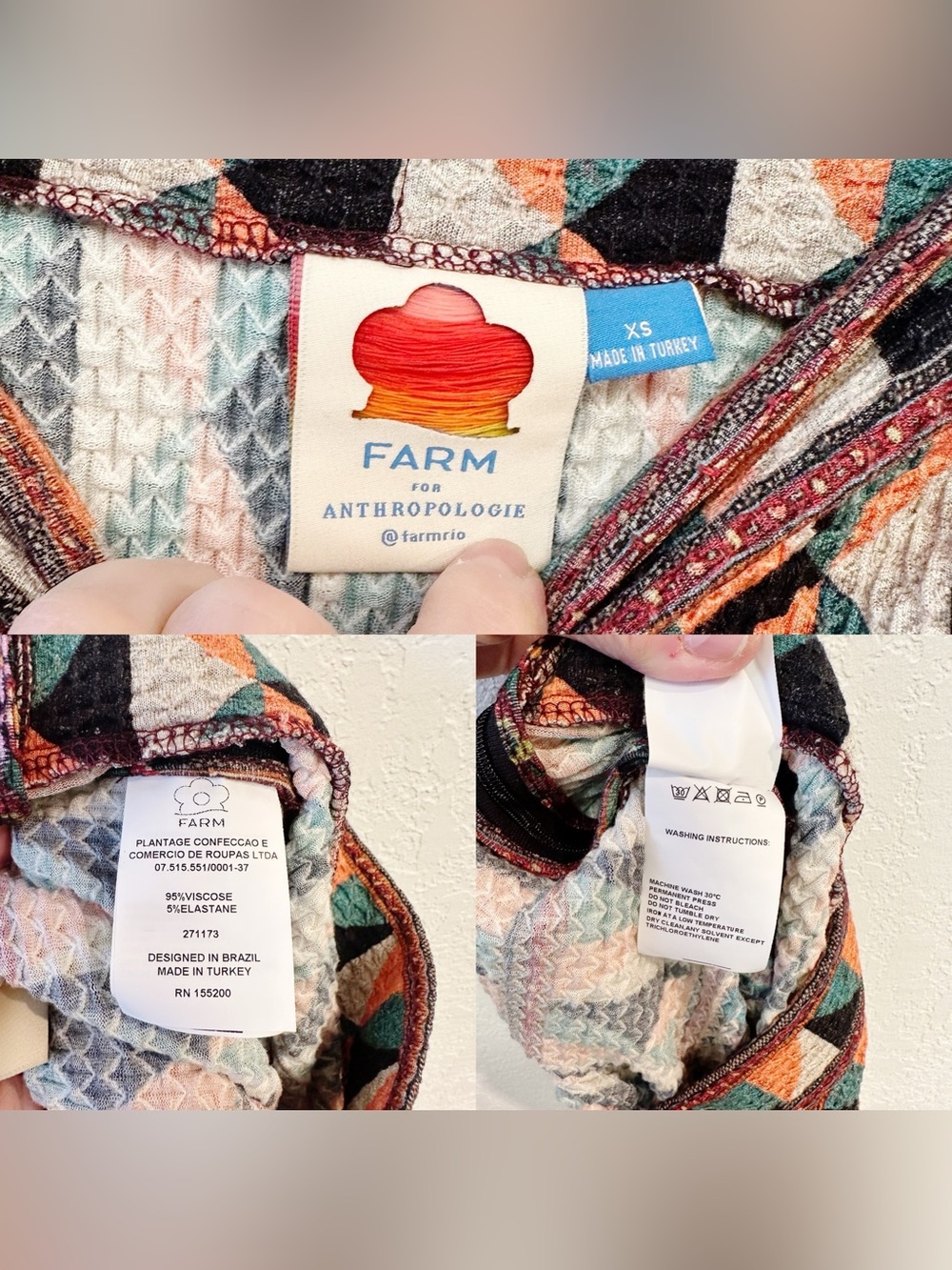 Farm Rio X Anthropologie Mixed Pattern Maxi Skirt or Dress EUC XSmall - Picture 14 of 16